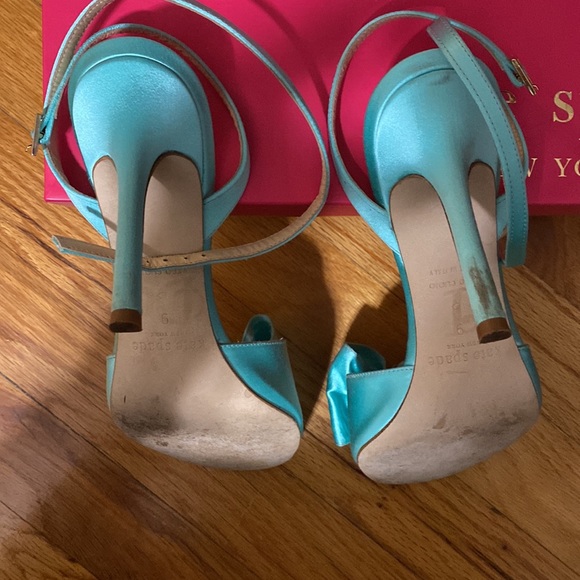 Kate Spade Turquoise Bow Heels Size 9 - Picture 3 of 4